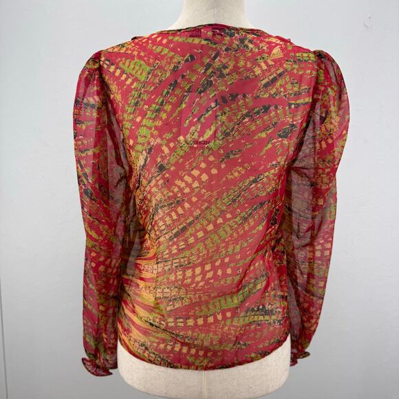NWT Walter Baker Anthropologie Sheer Long Sleeve Top Blouse Casual Artsy Boho M - Picture 2 of 8